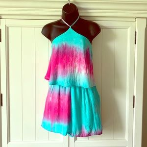 Tie dye halter romper